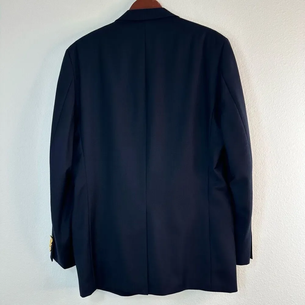 Lauren Ralph‎ Lauren 100% Wool Blazer Jacket Men’s 42L Navy Blue w Gold Buttons